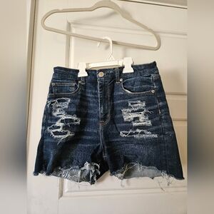 American Eagle Outfitters Blue Jean Shorts Distressed High-Waisted